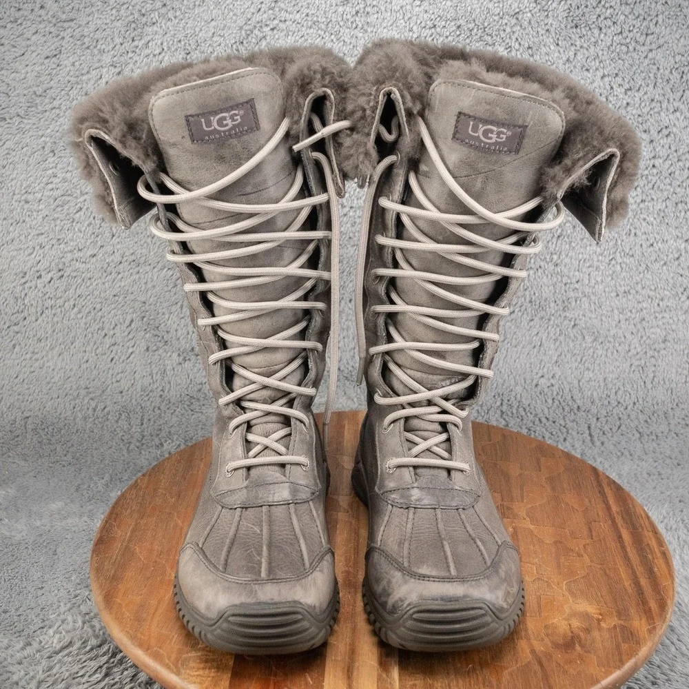 UGG AUSTRALIA Adirondack Gray Waterproof Sheepskin‎ Tall Boots Sz 7 US